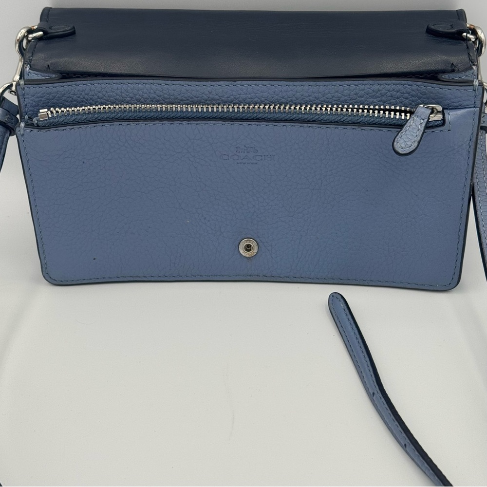 Coach Hayden Foldover Crossbody Clutch Bag Cornflower Blue Pebbled Leather - Picture 6 of 16